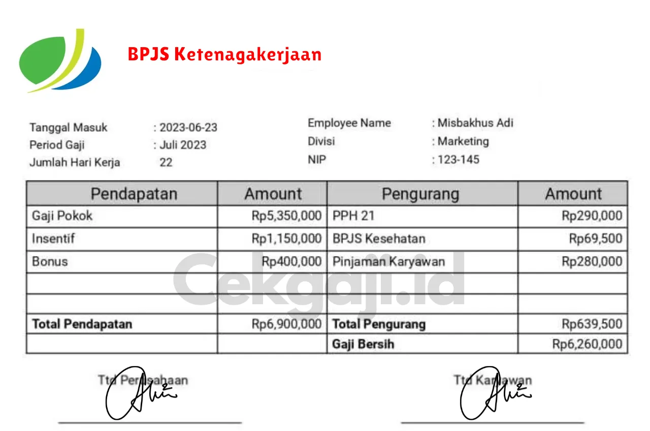 Slip Gaji BPJS Ketenagakerjaan
