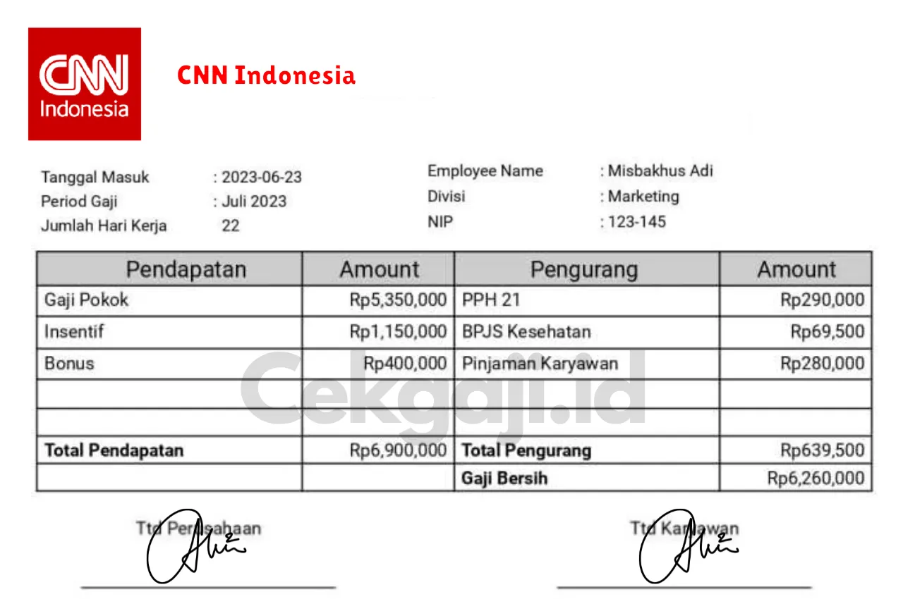 Slip Gaji CNN Indonesia