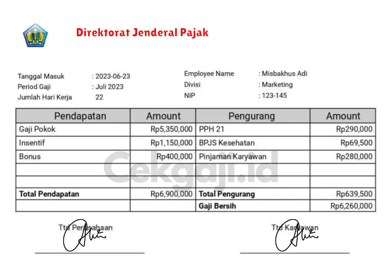 Slip Gaji Direktorat Jenderal Pajak