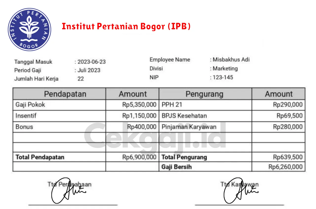 Slip Gaji Institut Pertanian Bogor (IPB)
