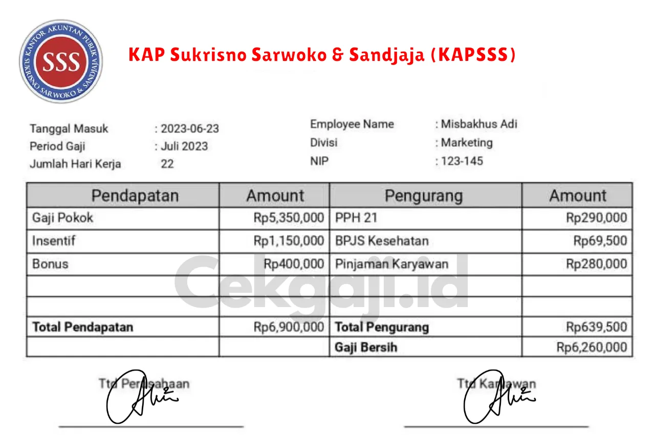 Slip Gaji KAP Sukrisno Sarwoko & Sandjaja (KAPSSS)