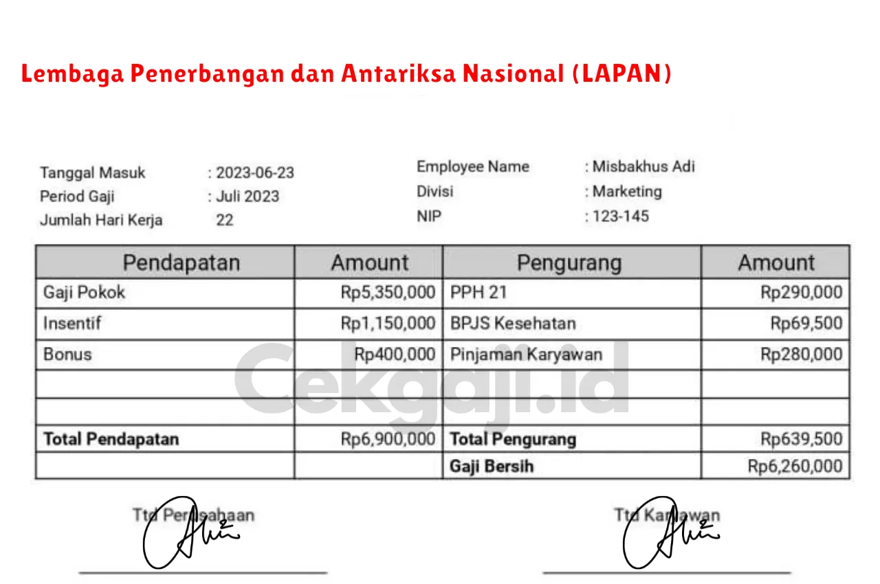 Slip Gaji Lembaga Penerbangan dan Antariksa Nasional (LAPAN)
