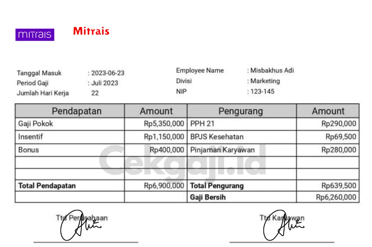 Slip Gaji Mitrais