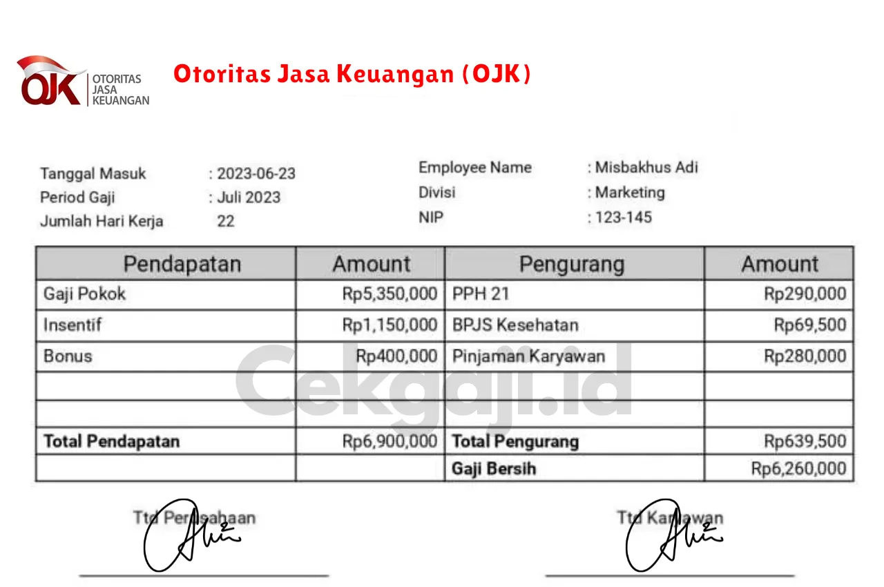 Slip Gaji Otoritas Jasa Keuangan (OJK)