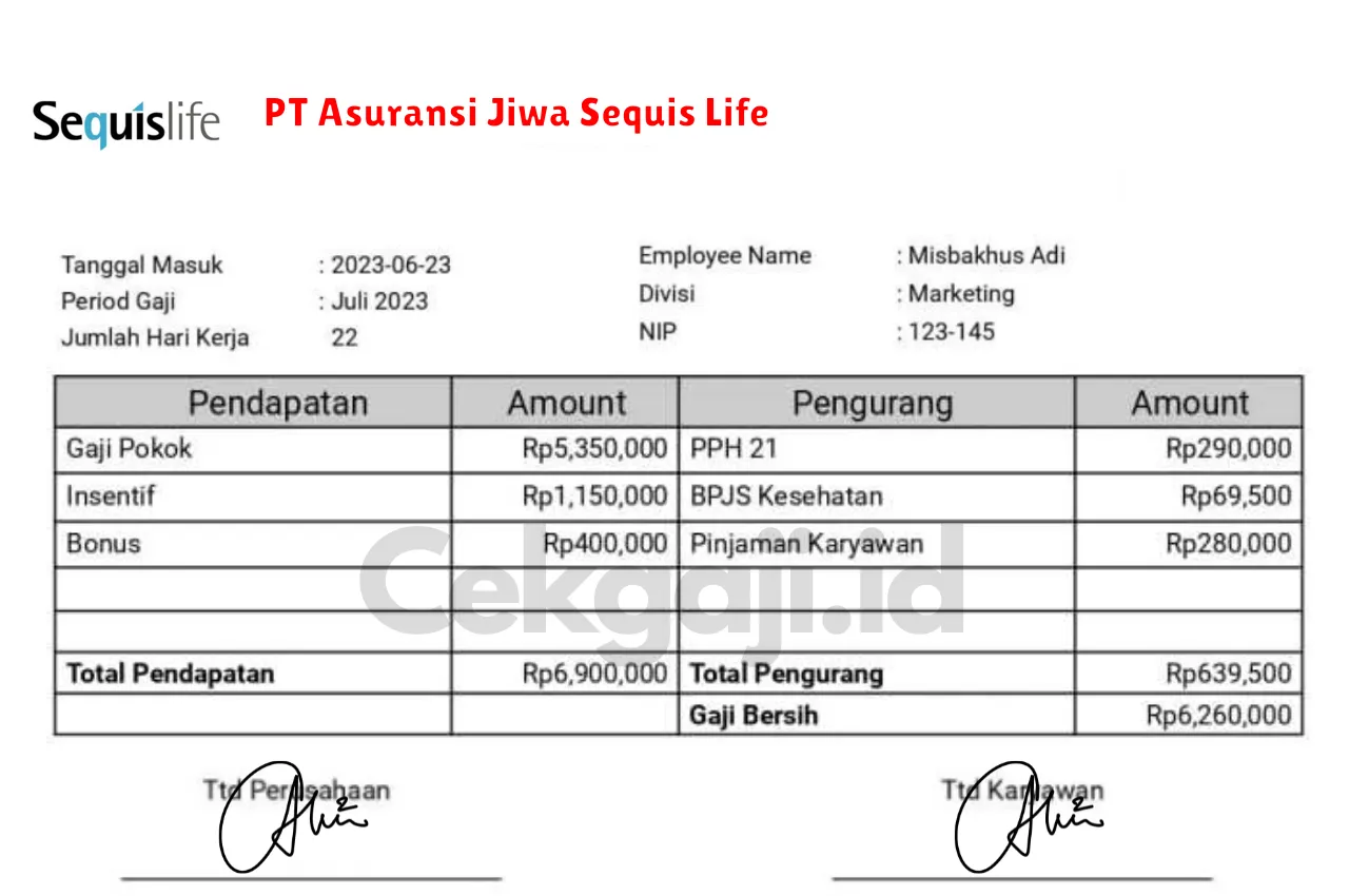 Slip Gaji PT Asuransi Jiwa Sequis Life