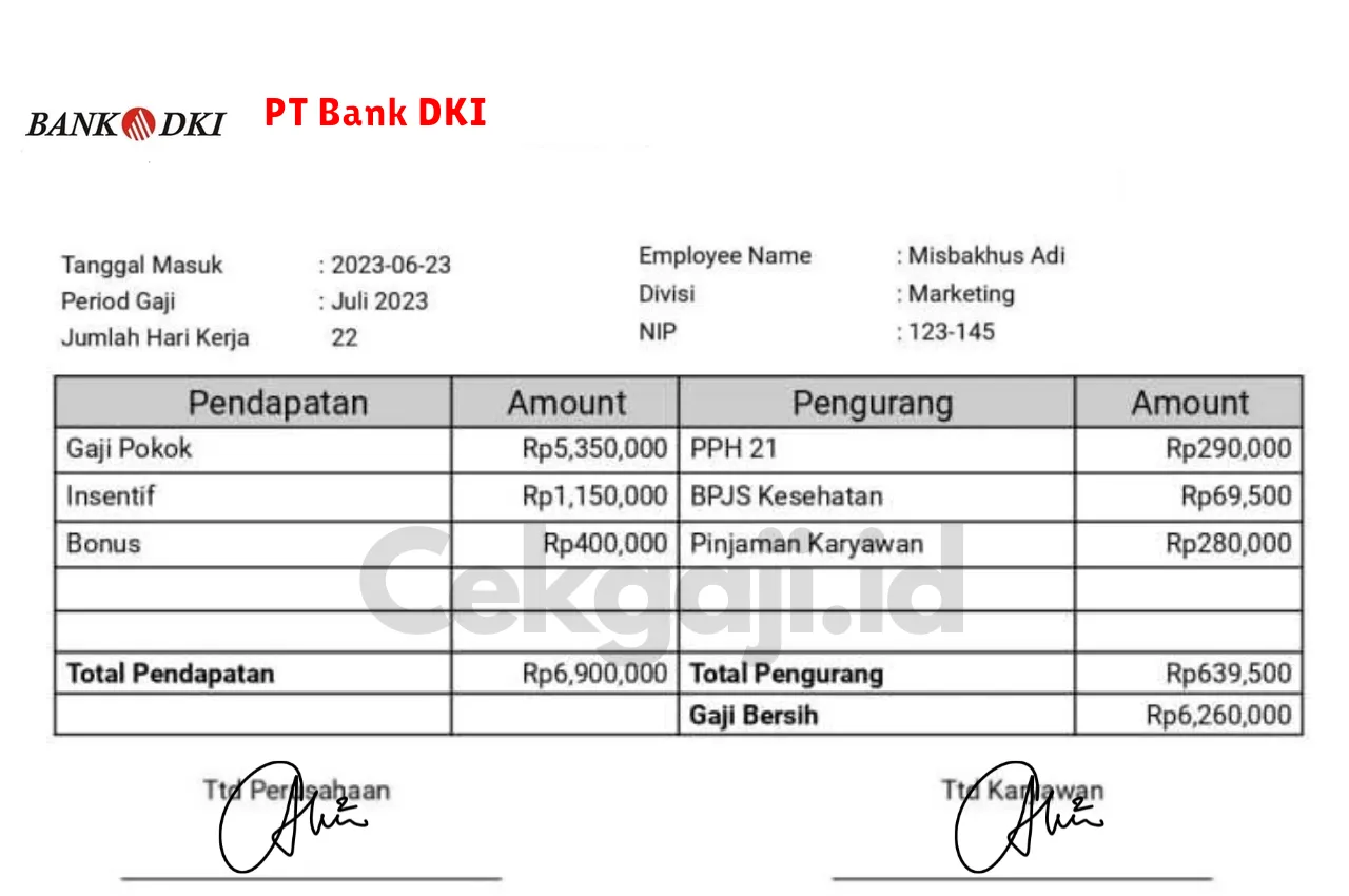 Slip Gaji PT Bank DKI Slip Gaji PT Bank DKI