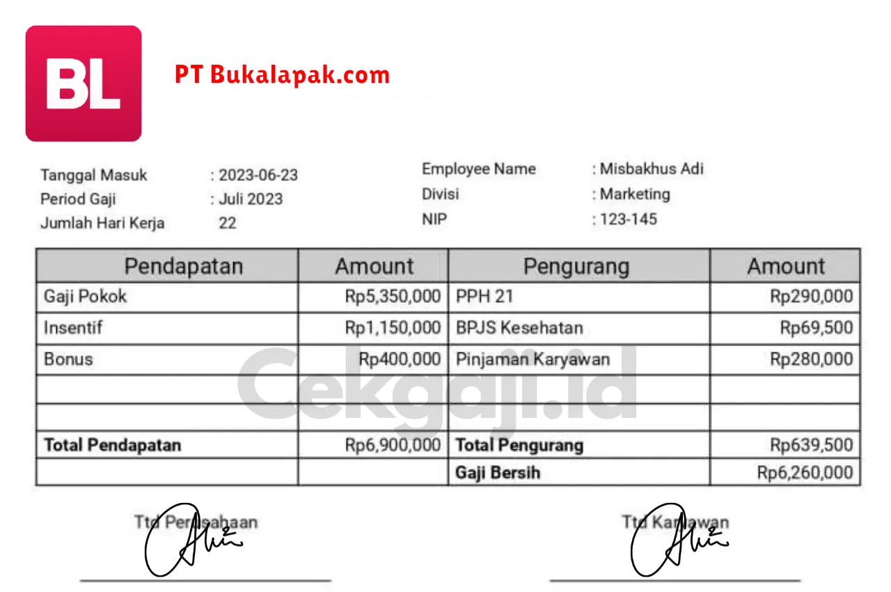 Slip Gaji PT Bukalapak.com