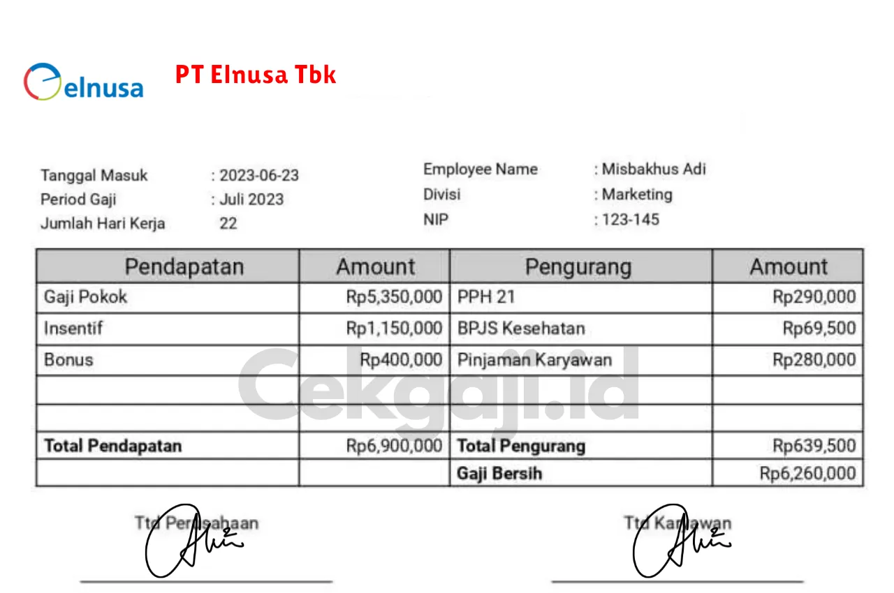 Slip Gaji PT Elnusa Tbk