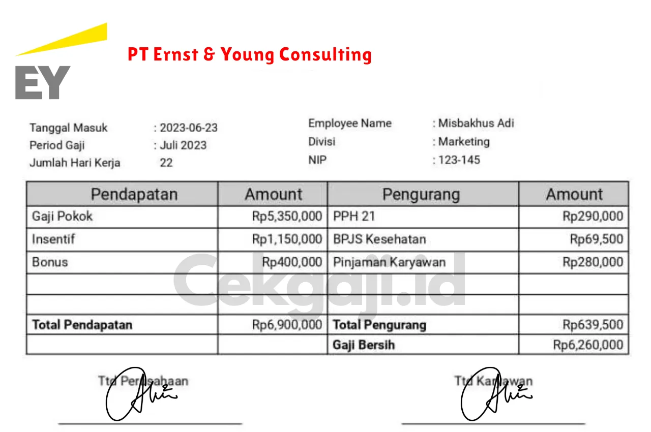 Slip Gaji PT Ernst & Young Consulting