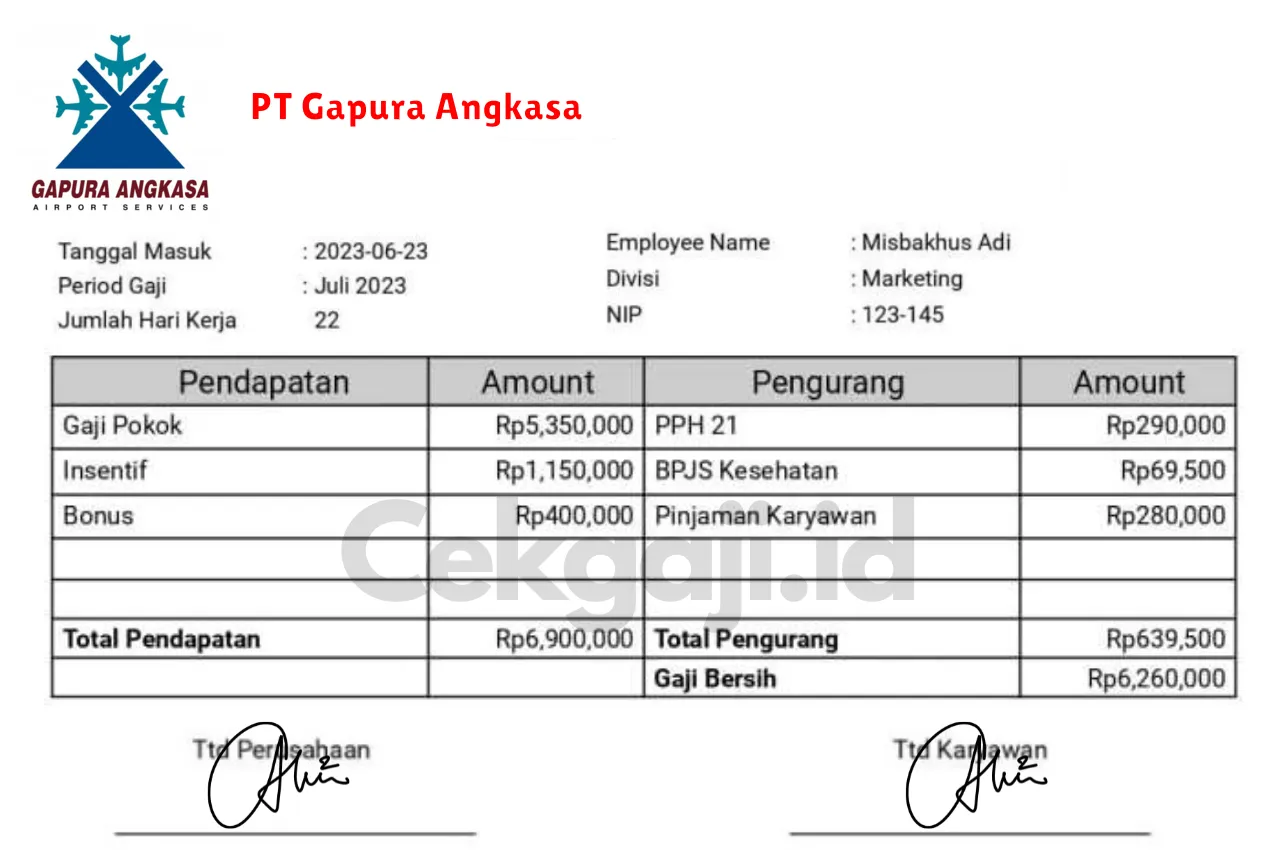 Slip Gaji PT Gapura Angkasa Slip Gaji PT Gapura Angkasa