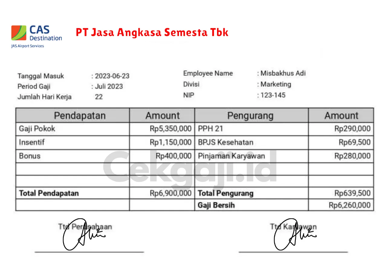 Slip Gaji PT Jasa Angkasa Semesta Tbk