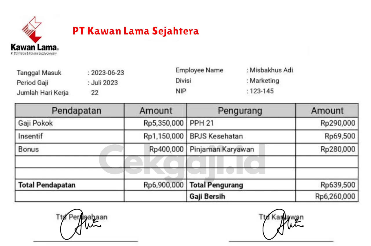 Slip Gaji PT Kawan Lama Sejahtera