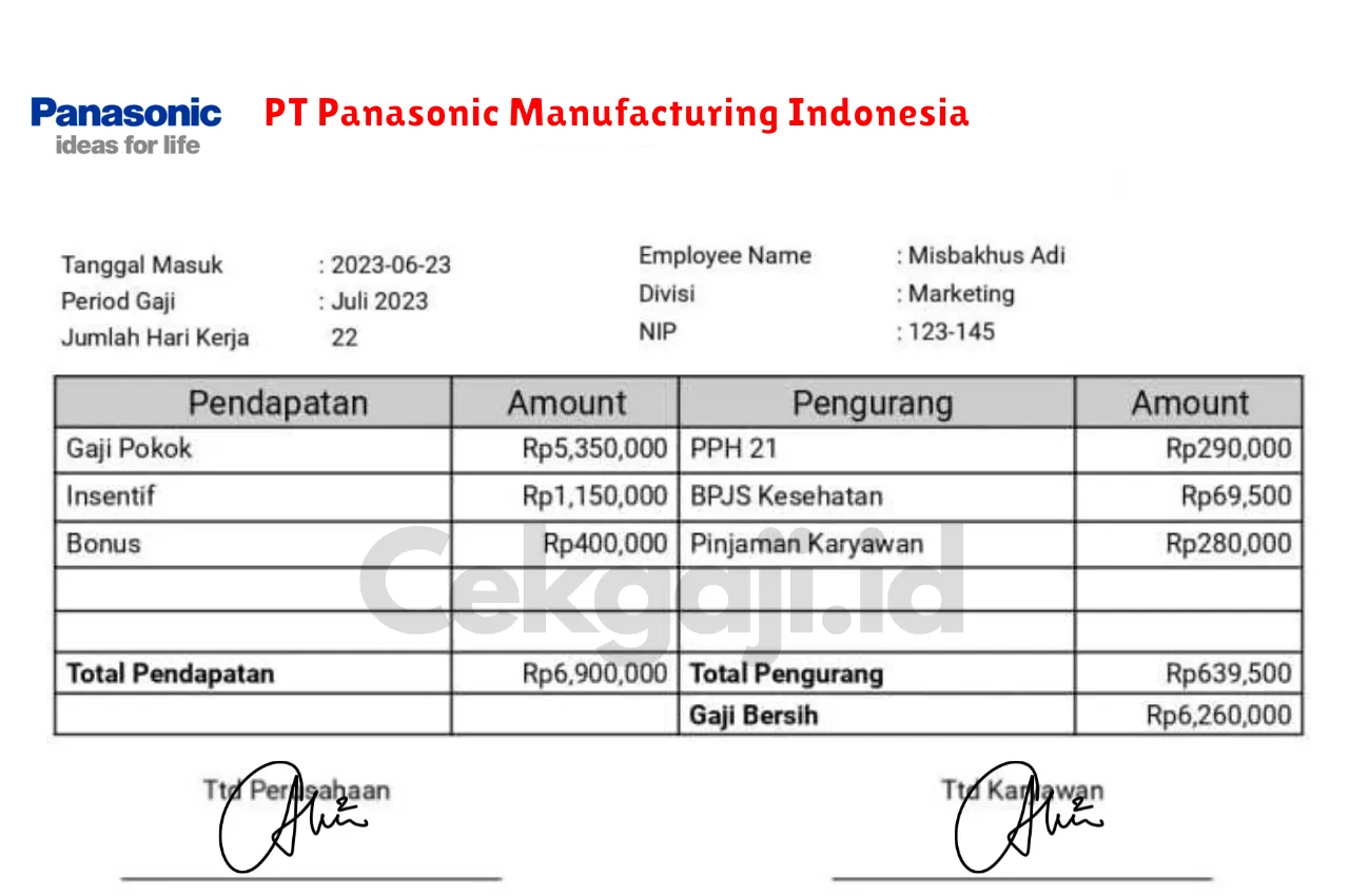 Slip Gaji PT Panasonic Manufacturing Indonesia
