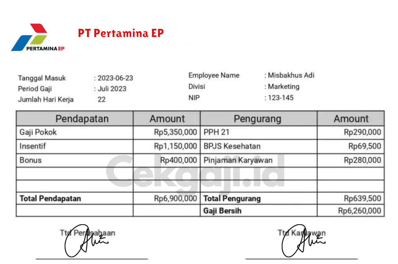 Slip Gaji PT Pertamina EP