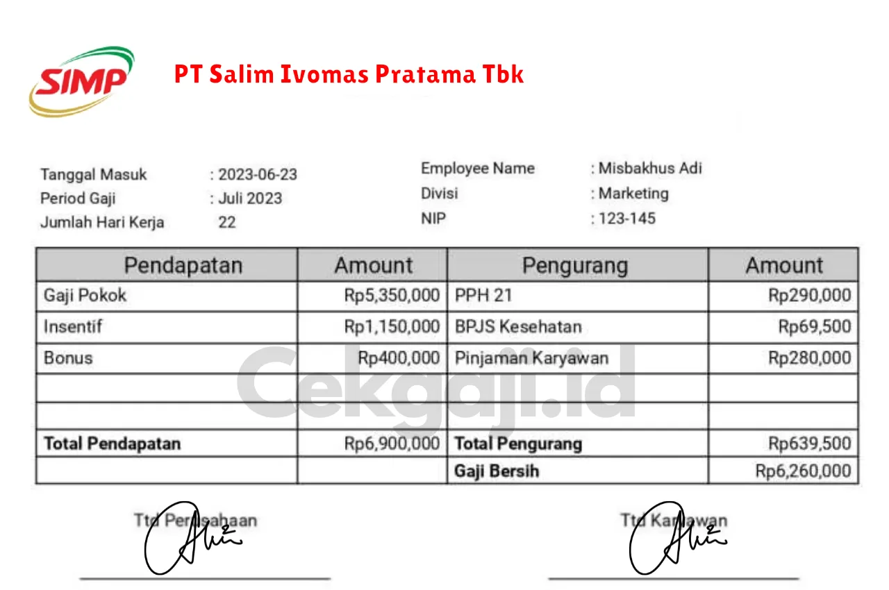Slip Gaji PT Salim Ivomas Pratama Tbk