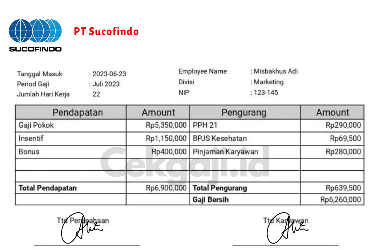 Slip Gaji PT Sucofindo