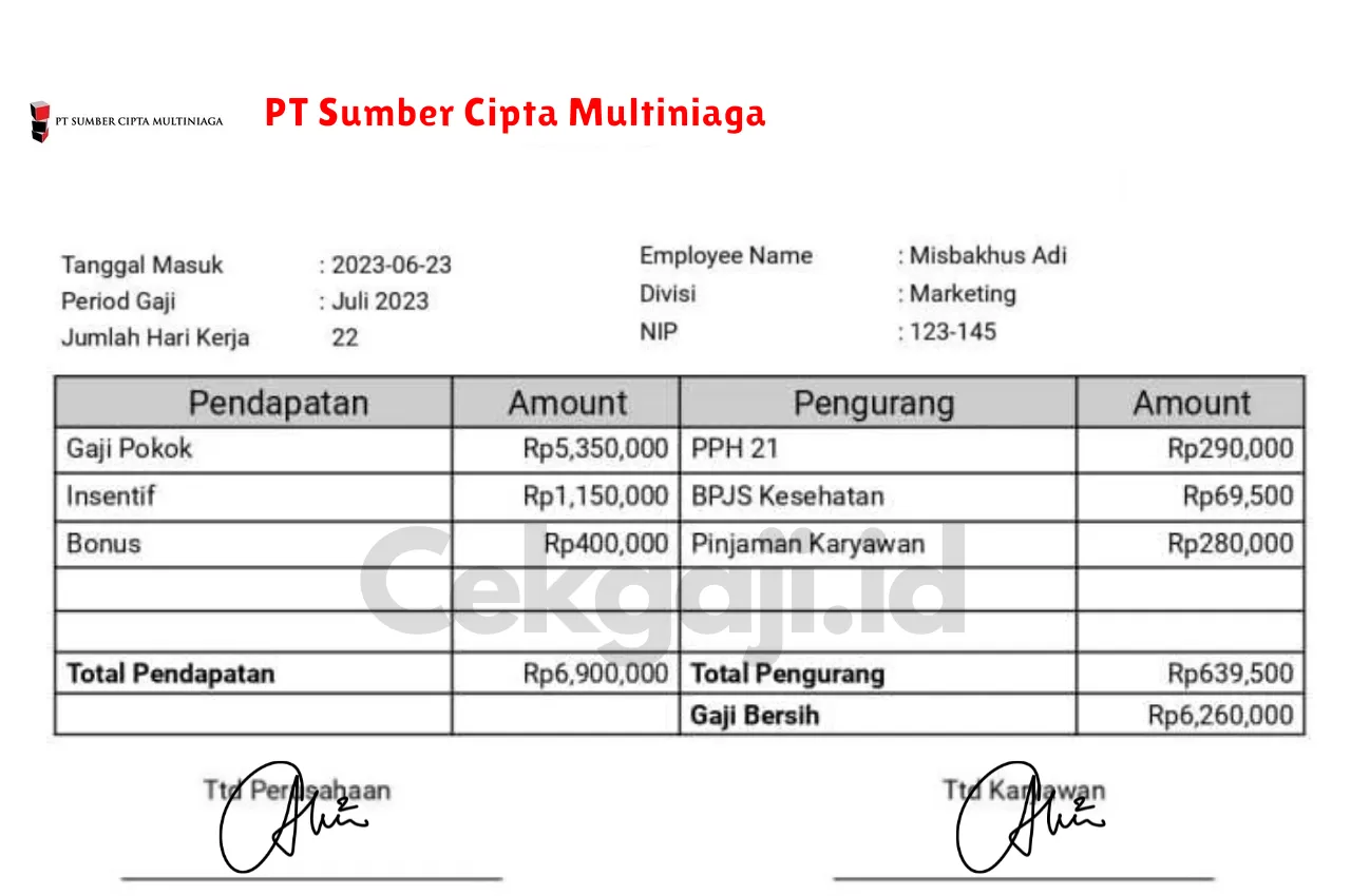 Slip Gaji PT Sumber Cipta Multiniaga