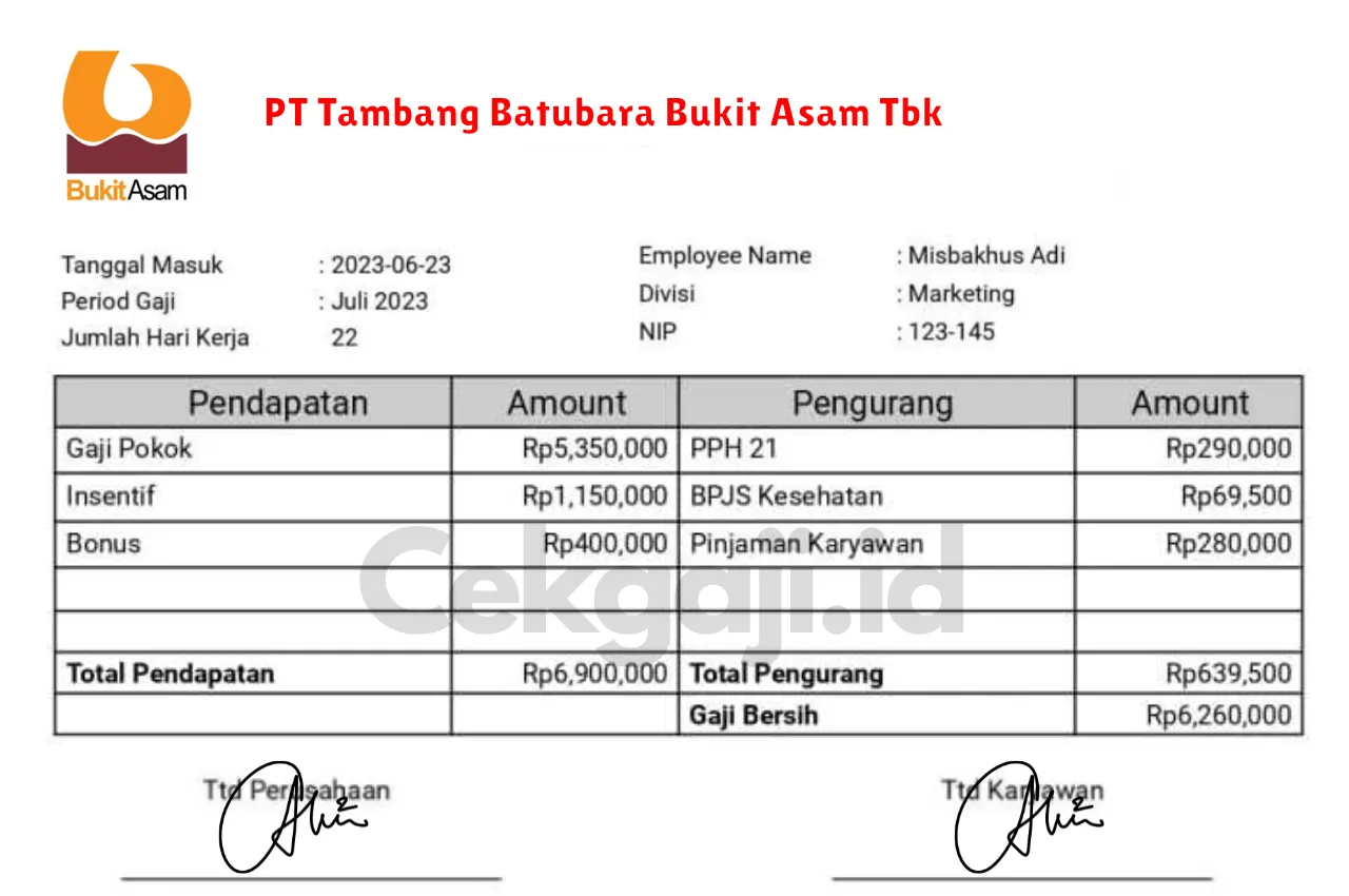 Slip Gaji PT Tambang Batubara Bukit Asam Tbk