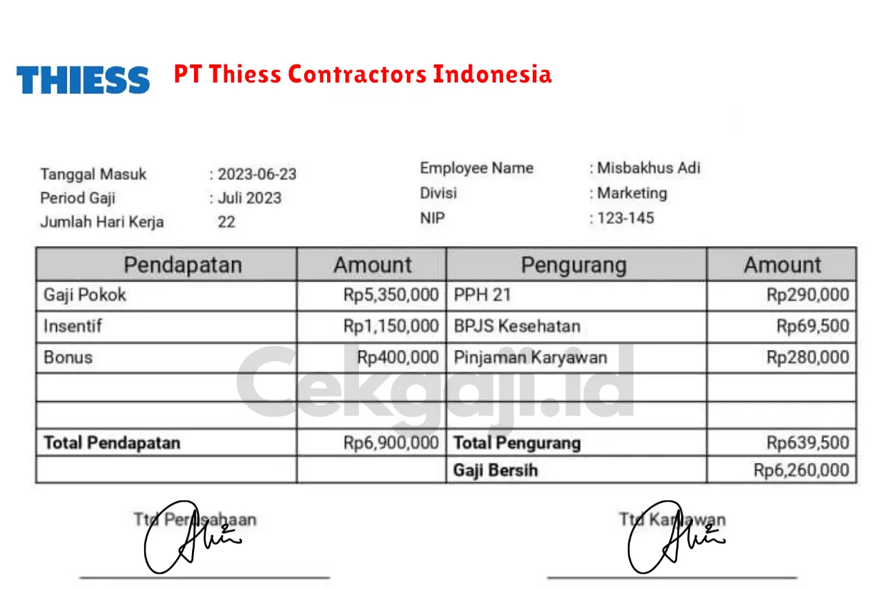 Slip Gaji PT Thiess Contractors Indonesia Slip Gaji PT Thiess Contractors Indonesia