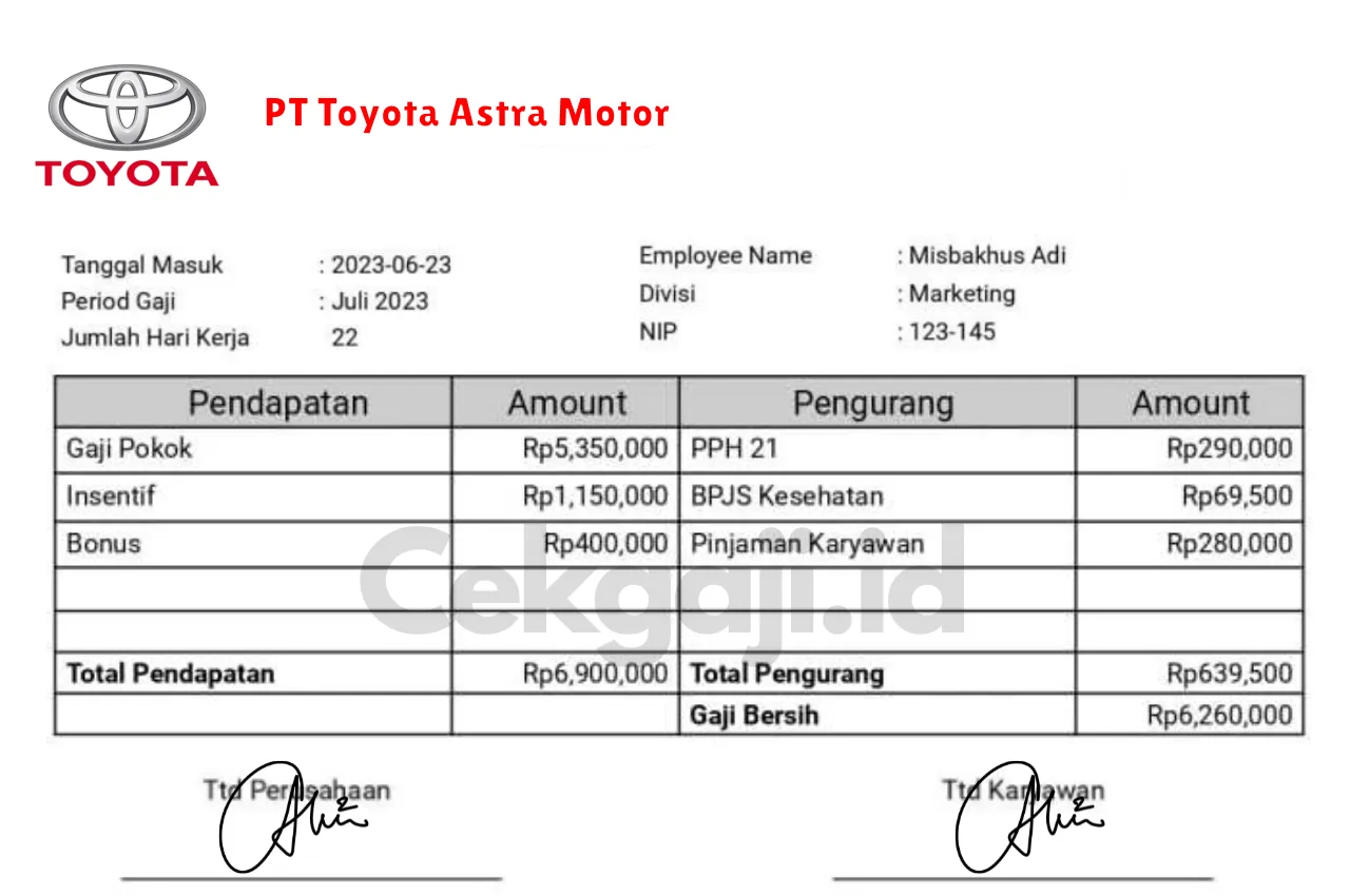 Slip Gaji PT Toyota Astra Motor