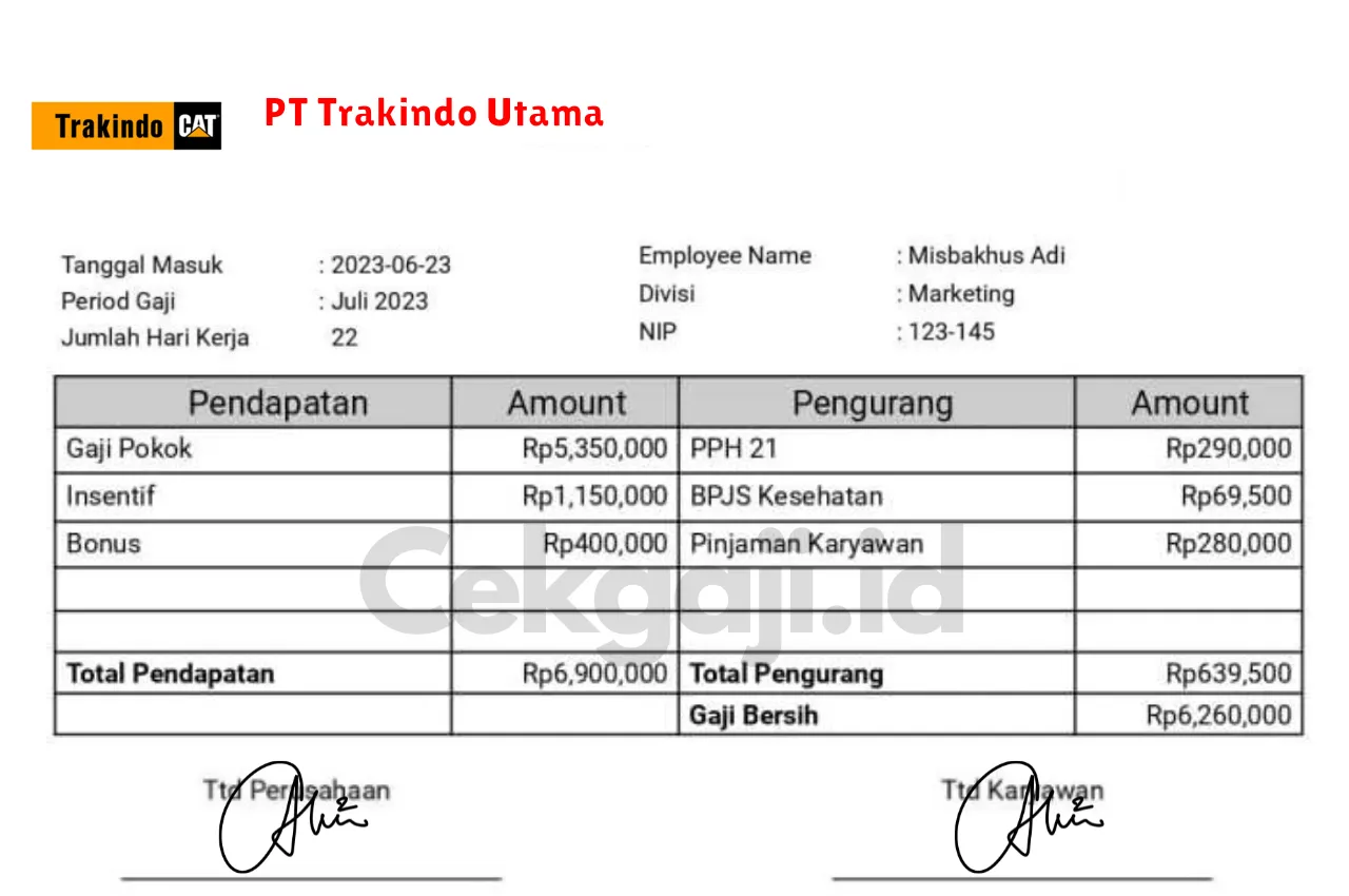 Slip Gaji PT Trakindo Utama