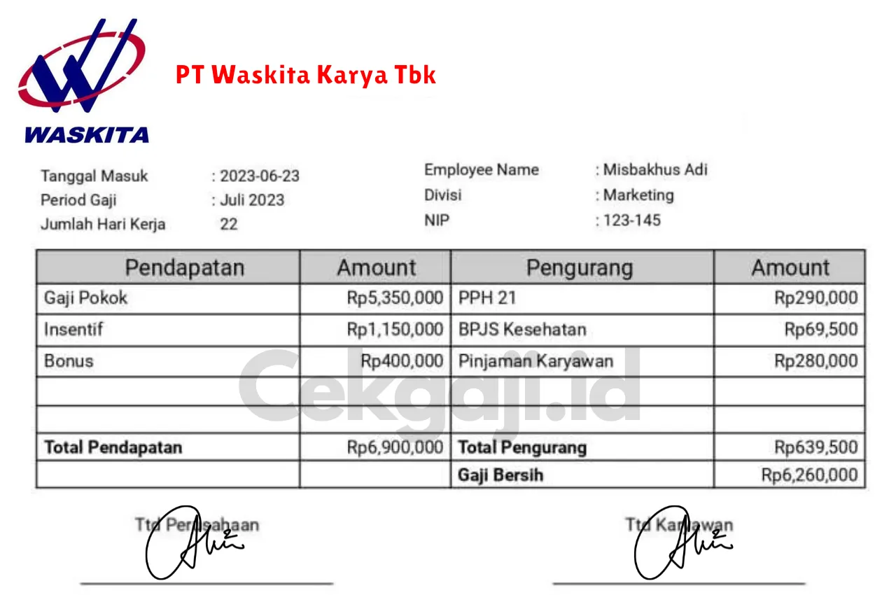 Slip Gaji PT Waskita Karya Tbk