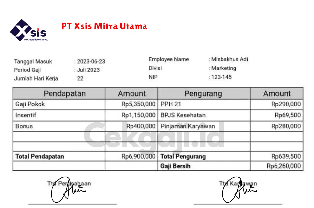 Slip Gaji PT Xsis Mitra Utama