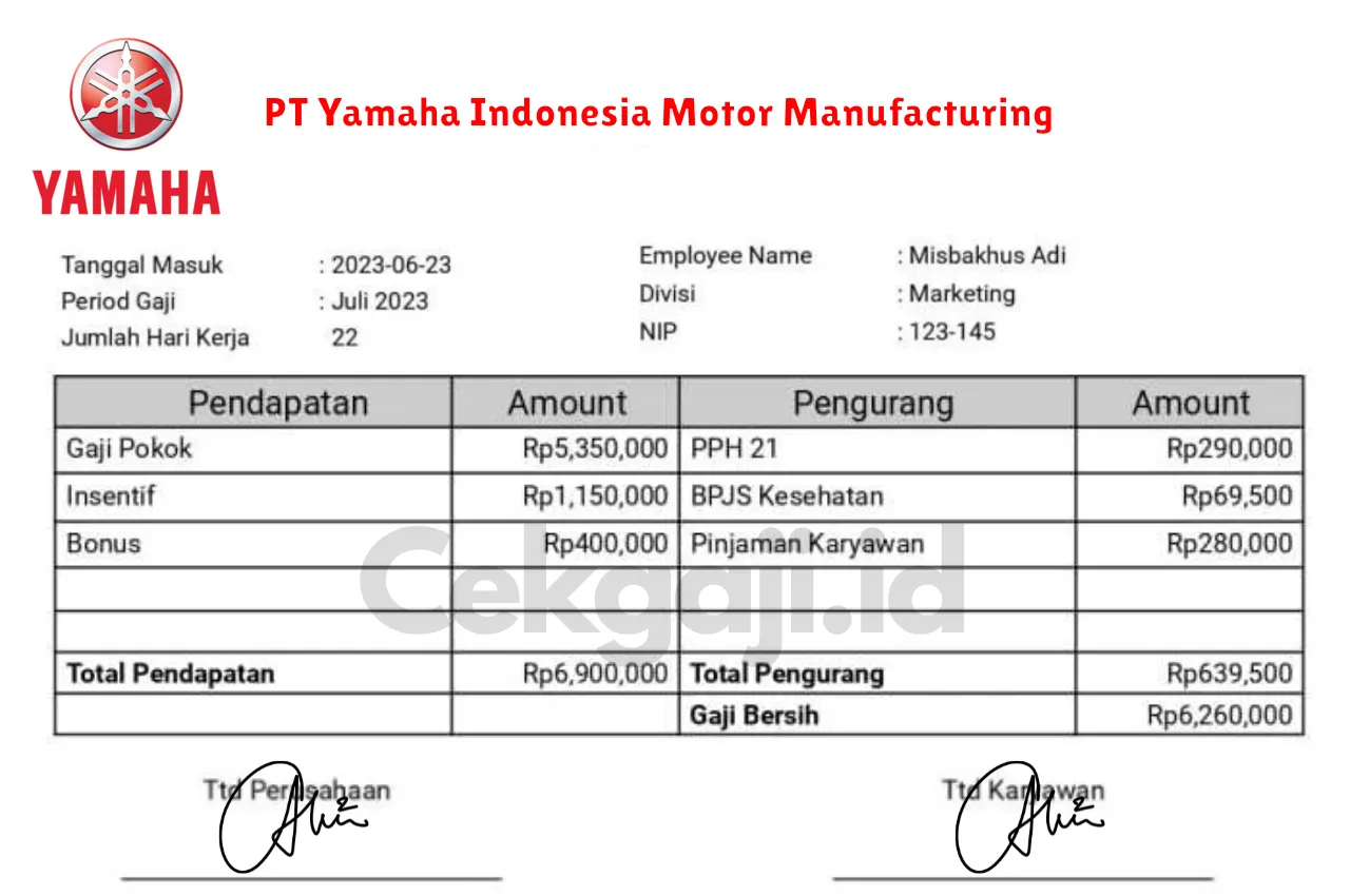 Slip Gaji PT Yamaha Indonesia Motor Manufacturing