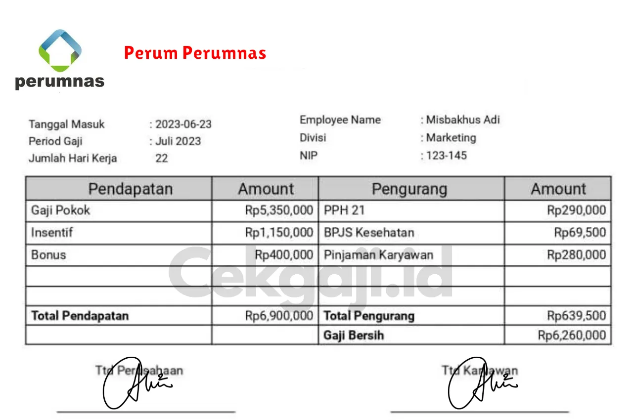 Slip Gaji Perum Perumnas