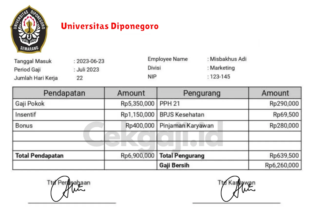 Slip Gaji Universitas Diponegoro