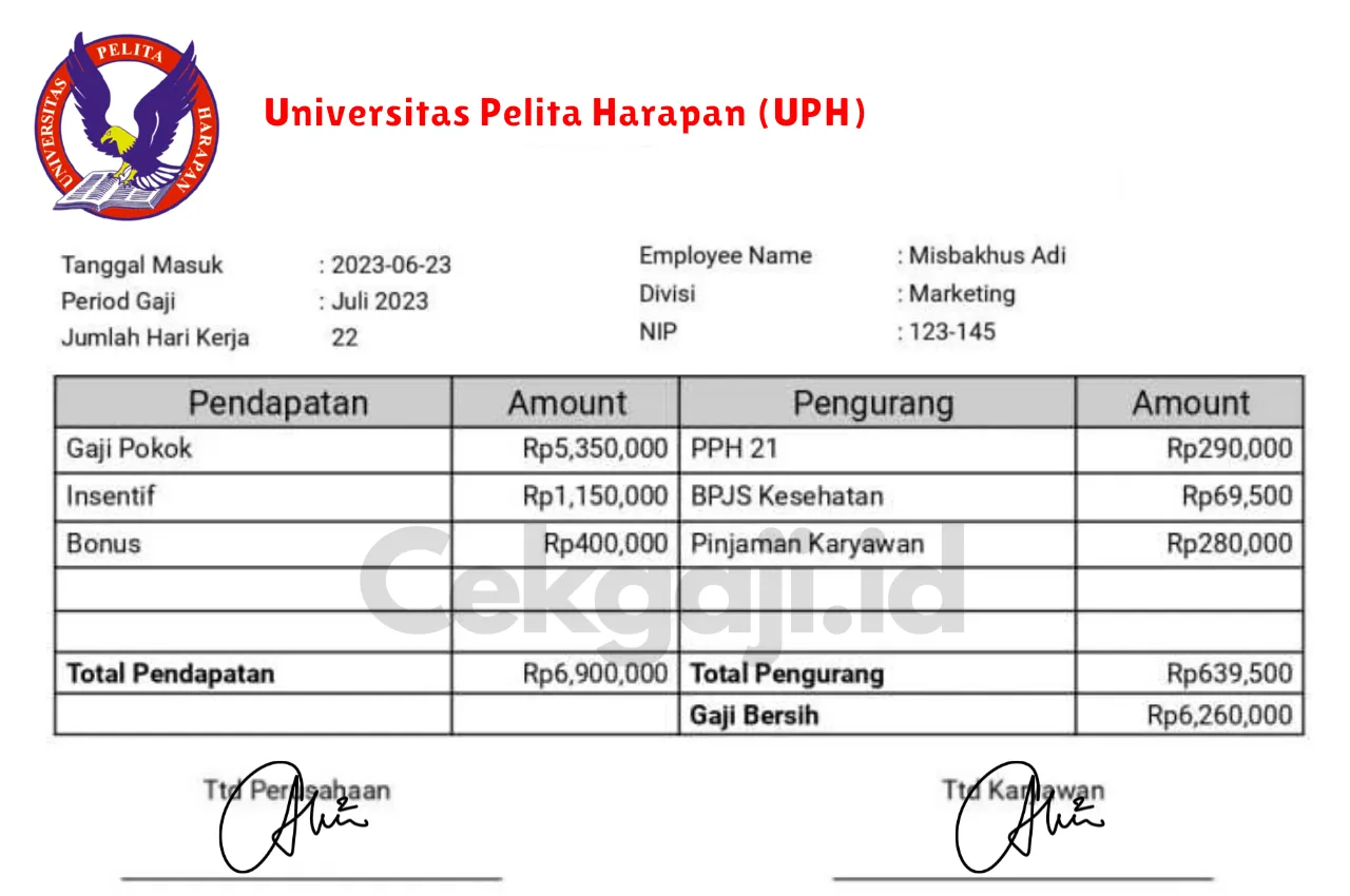 Slip Gaji Universitas Pelita Harapan (UPH)